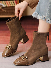 Square Toe Block Heels Boots